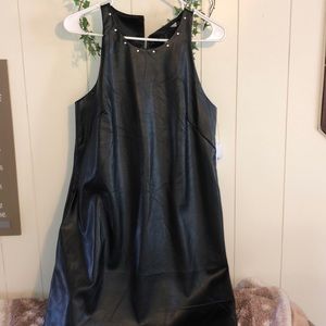Dex black faux leather dress, NWT